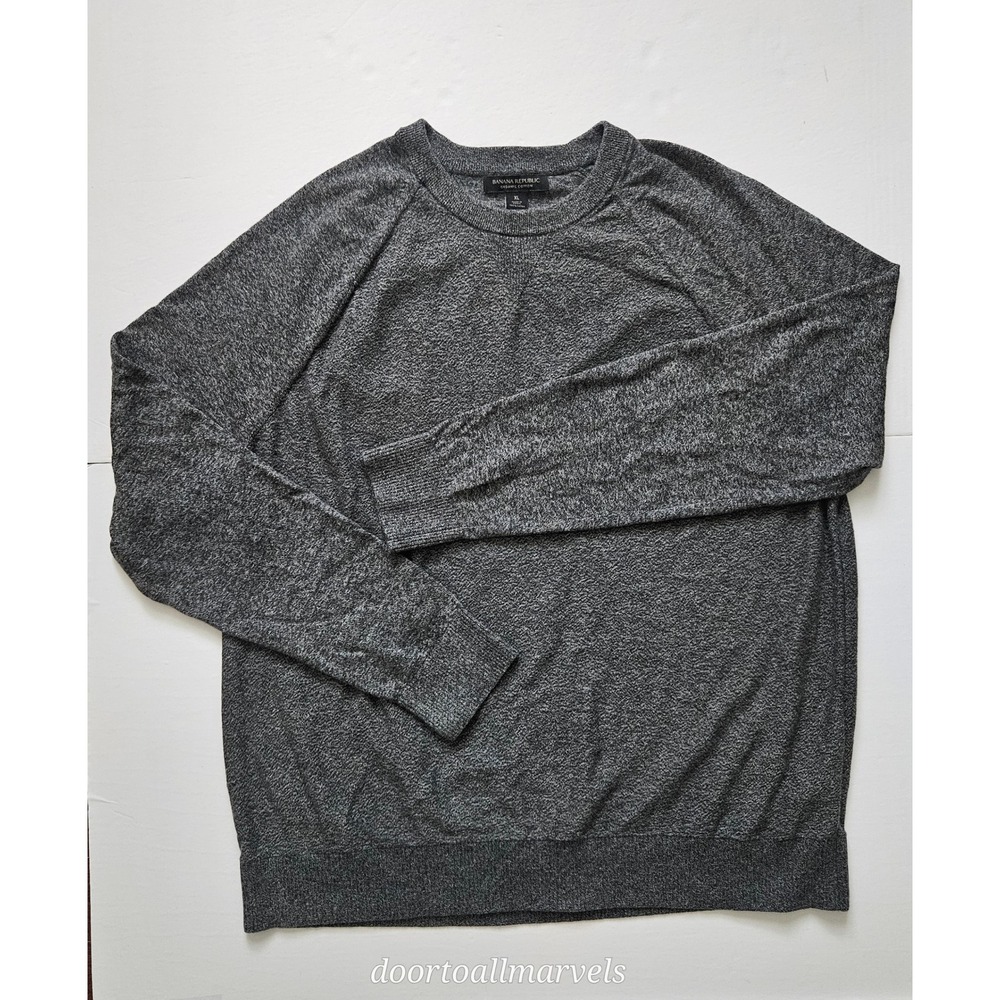 Banana Republic Men XL Organic Cotton Knit Raglan Sweater Heritage Athletic Soft